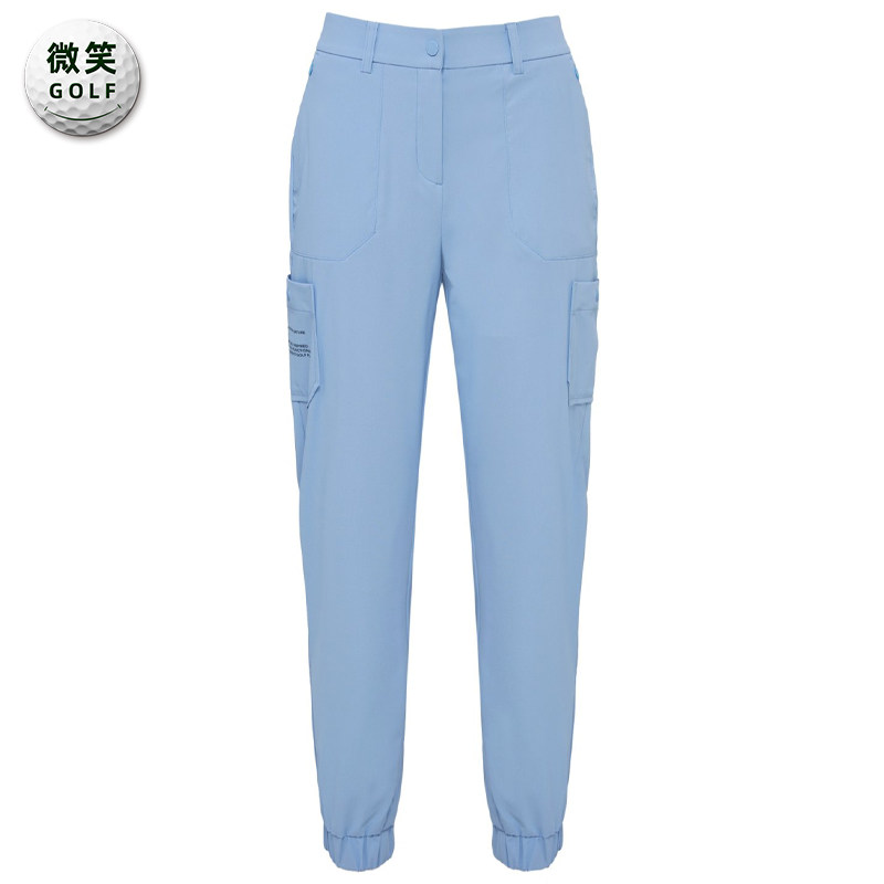 2025夏新韩国代购WANGL*高尔夫女松紧腰凉爽透气口袋收腿运动长裤