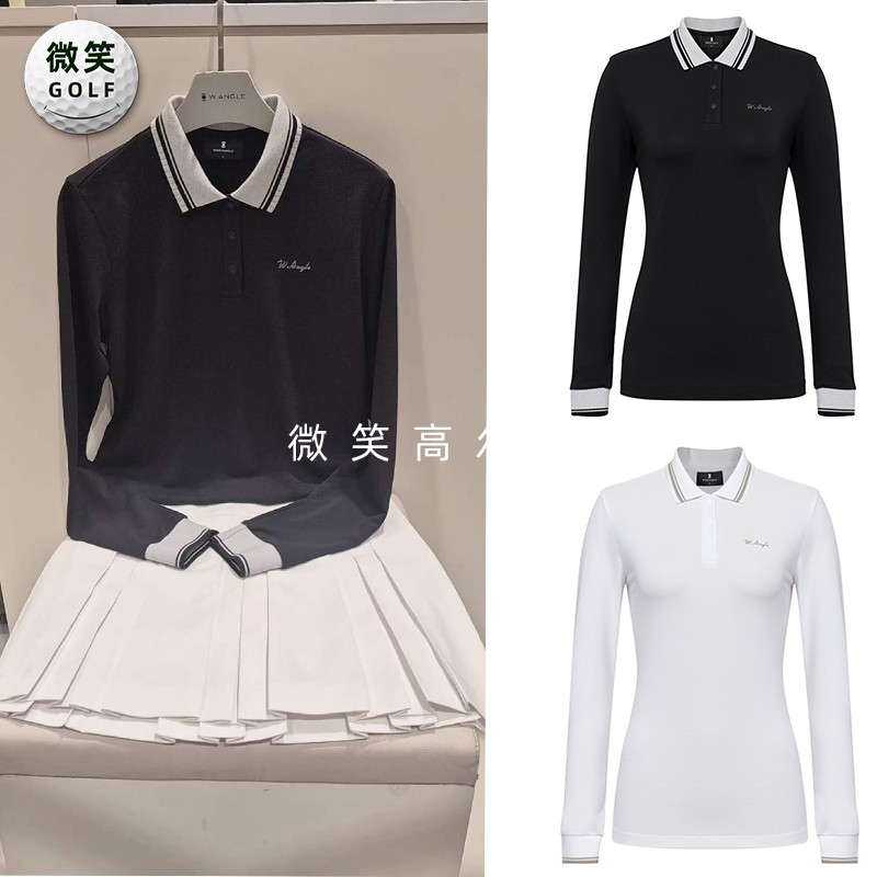 2026春款韩国代购WANGLE翻领透气高尔夫服装女士休闲舒适长袖T恤
