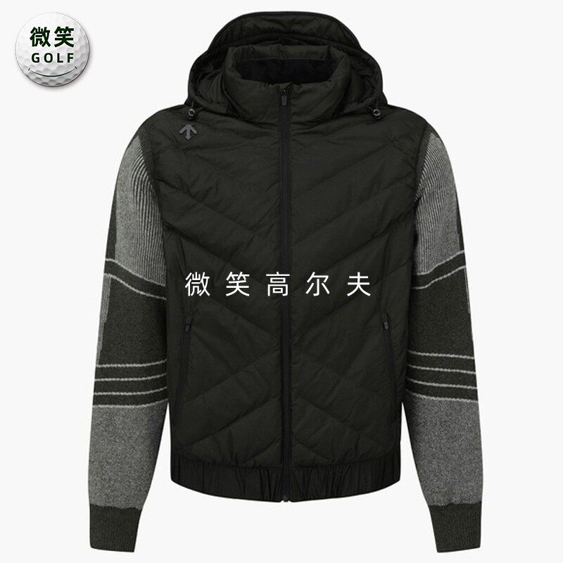 高尔夫男连帽图案针织运动羽绒服