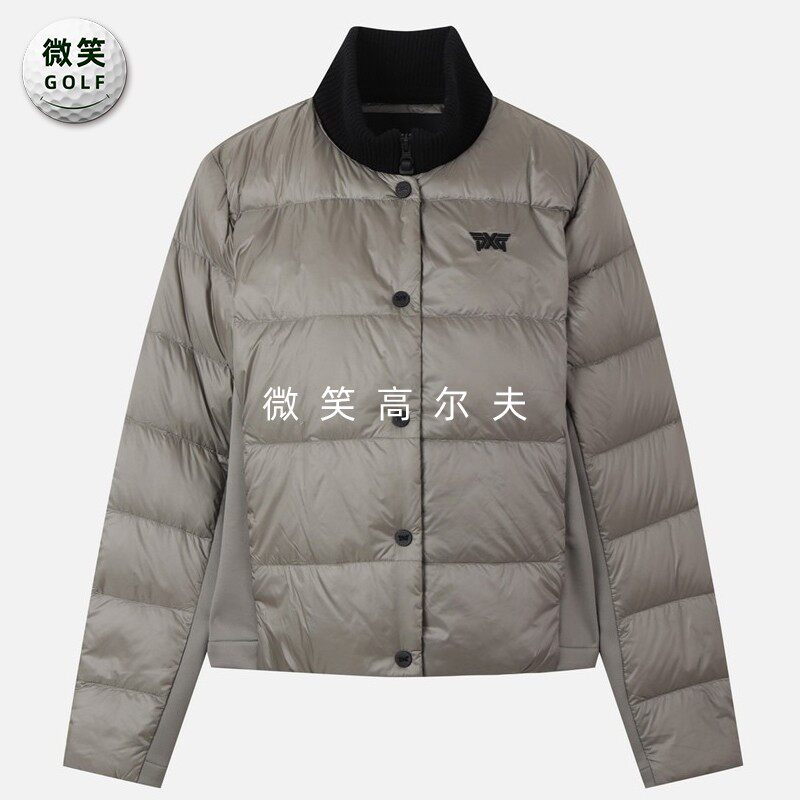 2025冬新品韩国代购PXG高尔夫女针织高领防寒保暖运动羽绒服夹克