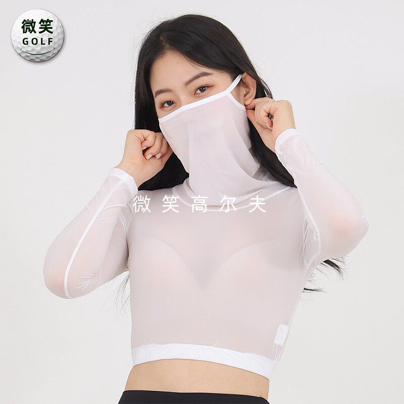 特价2025夏款韩国代购防晒透视高尔夫球服女士挂耳遮面打底衫GOLF
