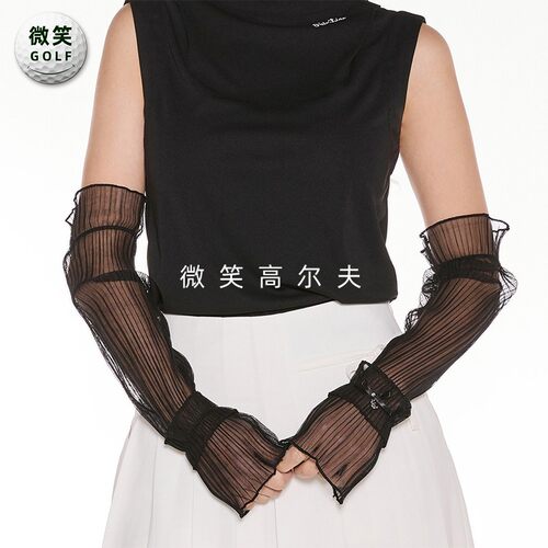 2026夏季新款韩国代购FairLiar蝴蝶结褶皱高尔夫臂套女士防晒袖套