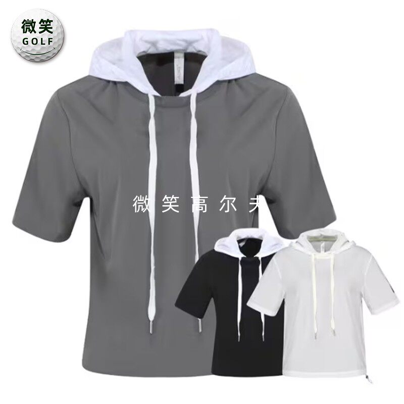 特价2025夏新款韩国代购休闲运动高尔夫球服女士连帽短袖T恤GOLF