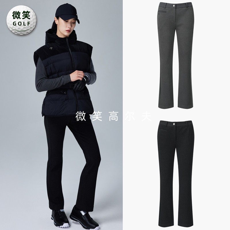 2025秋冬新品韩国代购高尔夫女士弹力舒适条纹修身运动喇叭长裤子