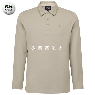 高尔夫男士拼接翻领运动长袖T恤