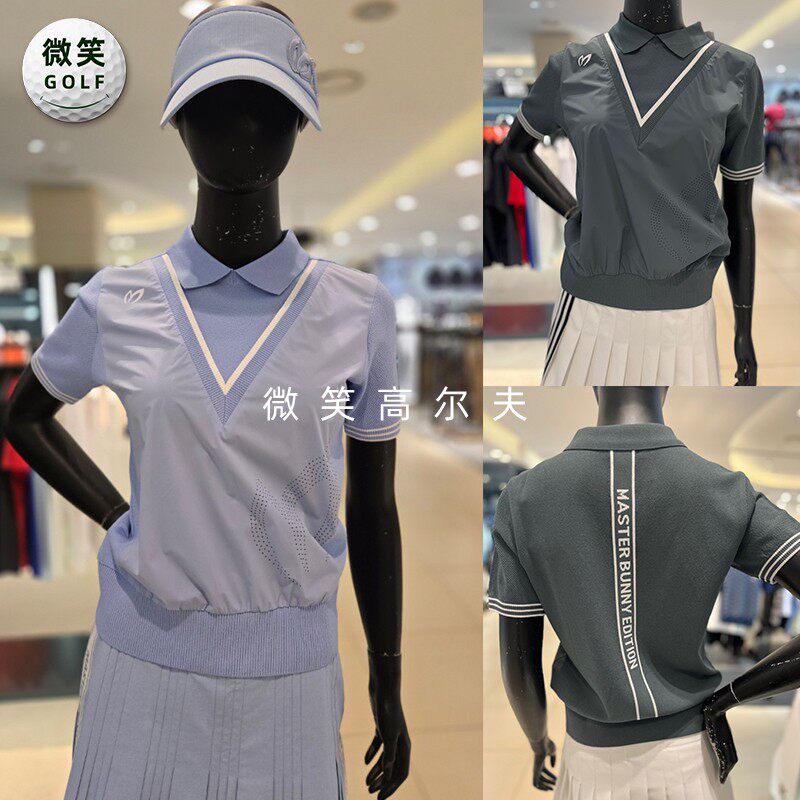 2025夏新款韩国代购MASTER PG拼接针织高尔夫球服女士短袖T恤GOLF