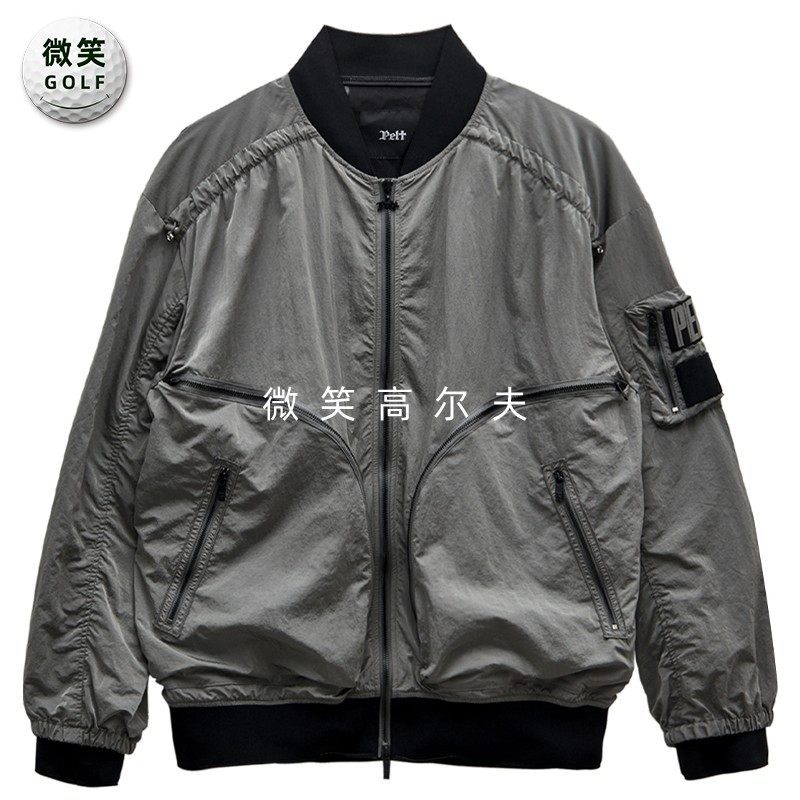 2025春韩国代购PEL*高尔夫女士棒球领拉链口袋褶皱运动夹克外套
