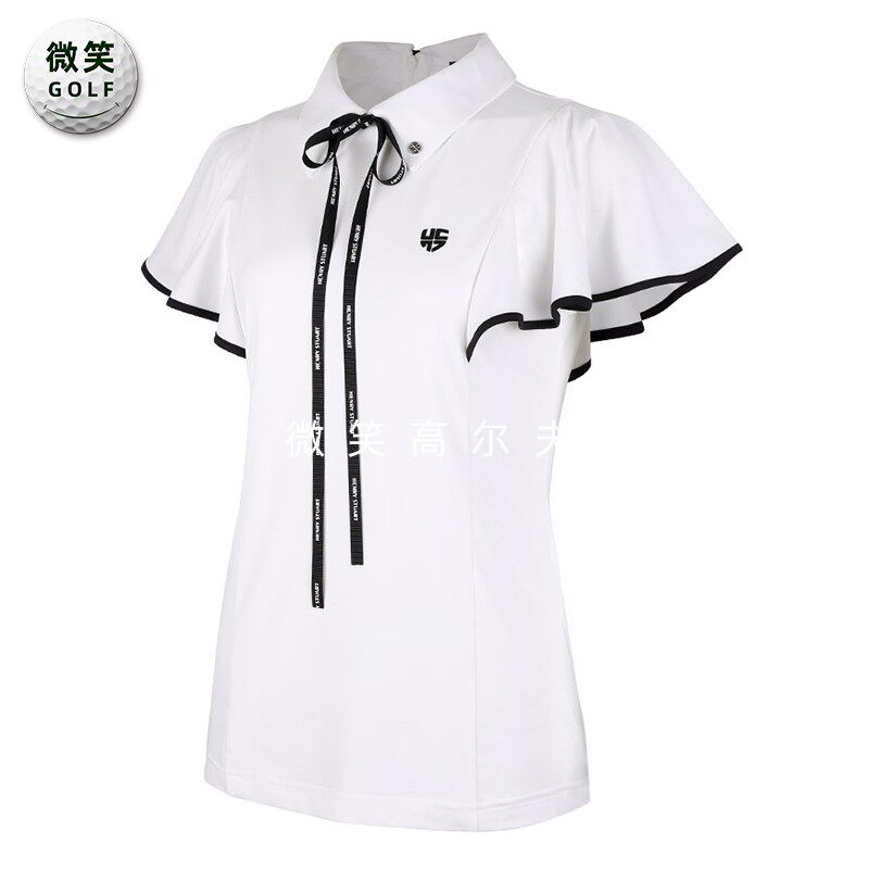 特价2025夏季新款韩国代购甜美荷叶边高尔夫球服女士短袖T恤GOLF