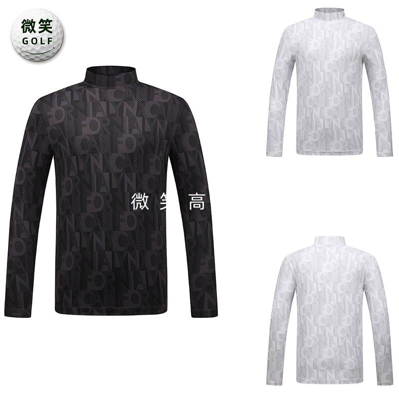特价2025秋款韩国代购LYNX半高领印花高尔夫球服男士长袖T恤GOLF