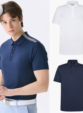 2025夏新品韩国代购CALLAWA*高尔夫男士翻领条纹防晒运动短袖T恤