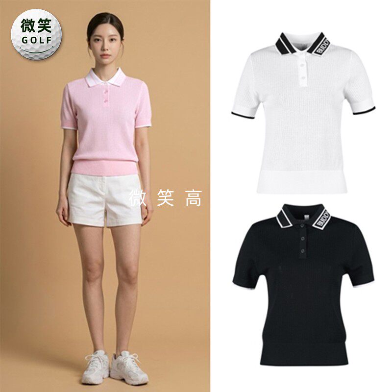 特价2026夏季新款韩国代购镂空透气高尔夫球服女士百搭短袖针织衫