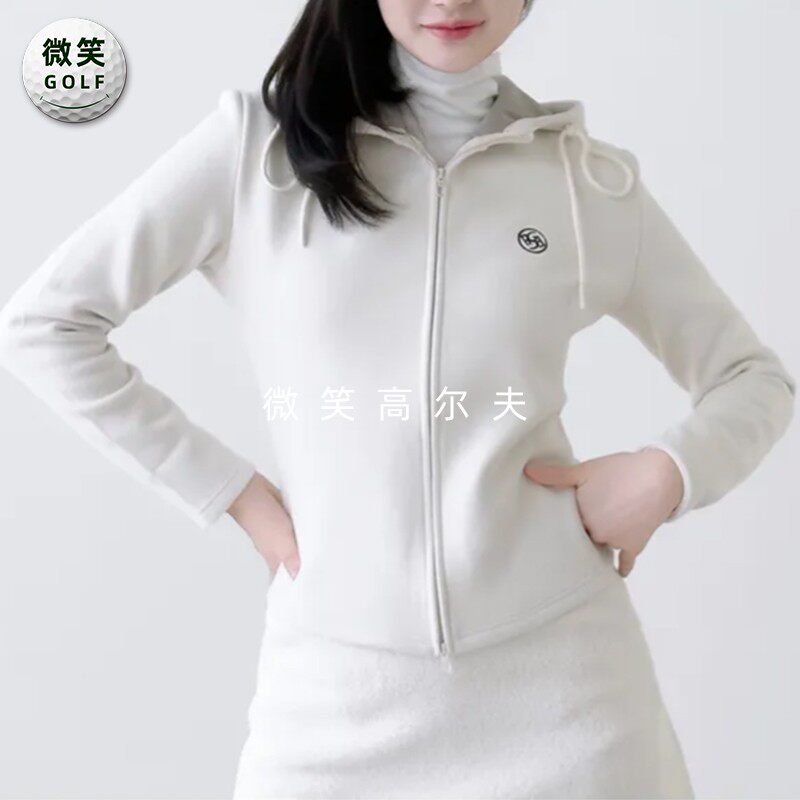 特价2025冬新款韩国代购收腰显瘦高尔夫球服女士连帽内搭短款卫衣