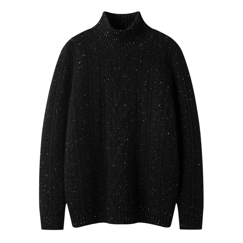 超级厚款-秋冬100%纯山羊绒半高领羊绒衫针织女宽松软糯加厚毛衣