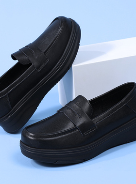 真皮护士鞋女春夏软底不累脚黑色防滑医护专用工作鞋妈妈鞋小白鞋