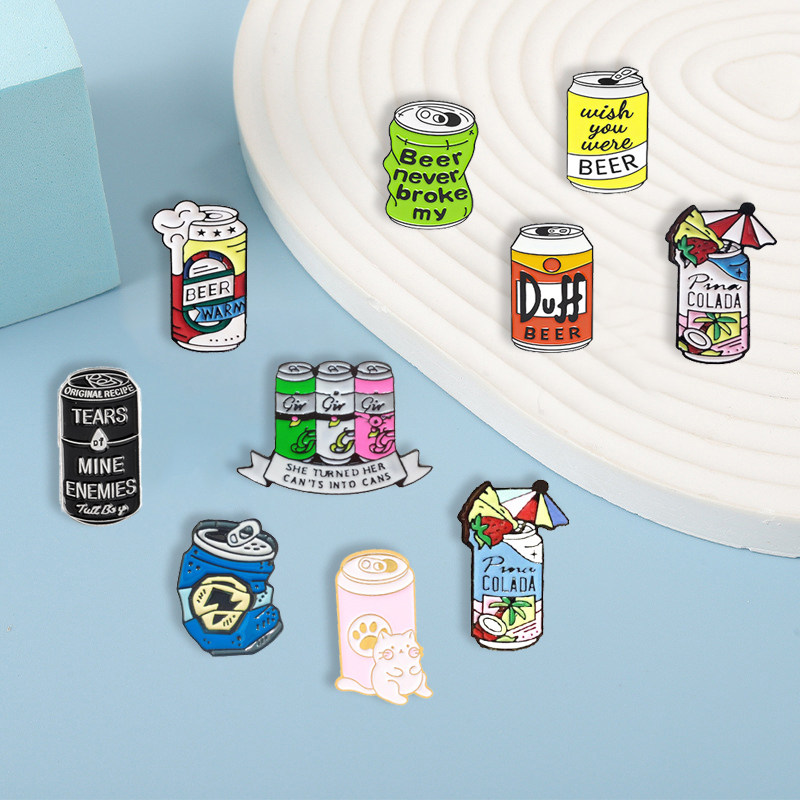 卡通易拉罐pina colada热销椰汁饮料金属胸针夏日清凉徽章饰品