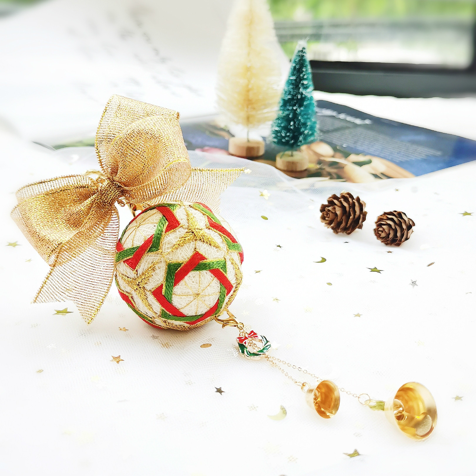 圣诞手鞠球日式车挂饰件成品手工diy材料包樱花菊式新款刺绣新手