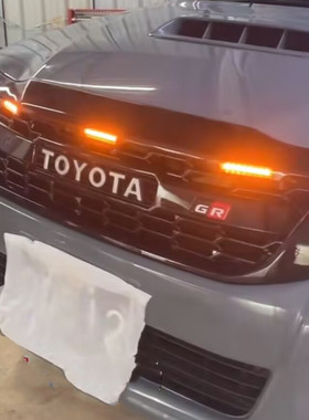 适12-14年海拉克斯HILUX VIGO改装保险杠亮黑色带灯GR标中网装饰