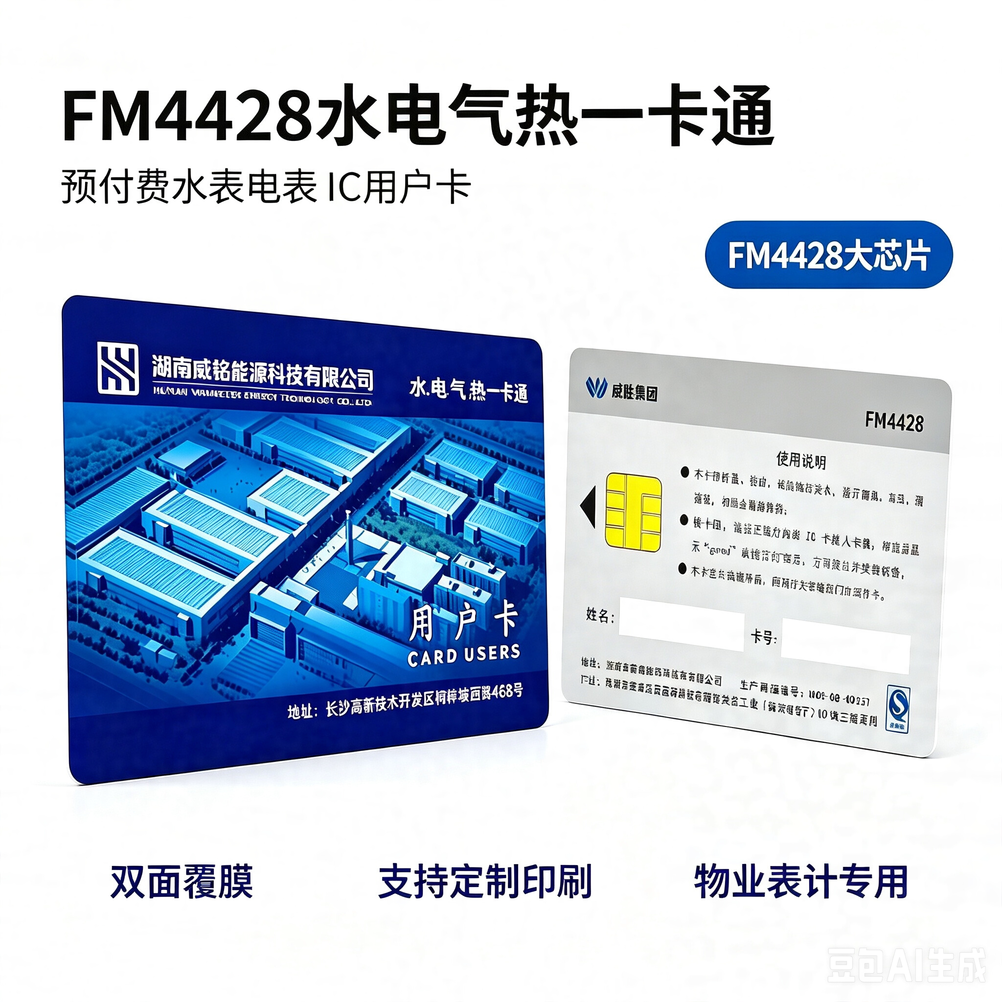 FM4428水表卡接触式IC卡预付费智能水表购水卡空白卡芯片插卡物业
