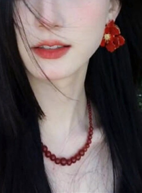 小众高级感红色天然石复古颈链