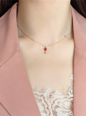 红色金鱼项链小鱼儿锁骨链