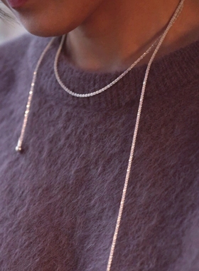 韩系ins设计波光粼粼银色流苏项链几何线条金属链条长项链毛衣链