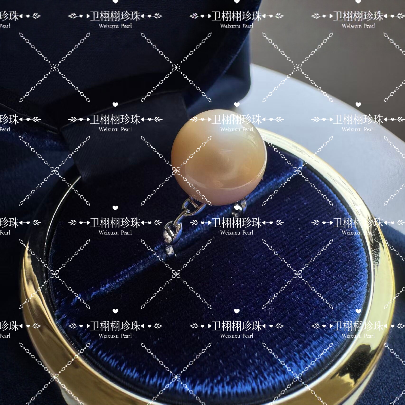 南洋金珠戒指 18K金活口戒托 （猪的鼻子）