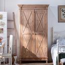 简约实木独立衣橱美式 乡村田园复古卧室双开门衣柜储物收纳大柜子