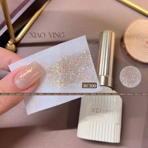 小颖美甲-爆闪叠涂胶(单色)牛奶瓶15ml细闪碎钻小亮片指甲油胶