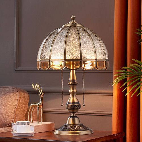 美式复古全铜台灯卧室床头客厅