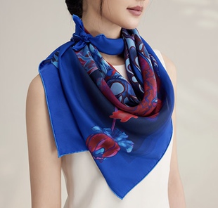 年款特惠 90方巾双面同色 100%桑蚕丝16姆米素绉缎手工卷边送礼佳