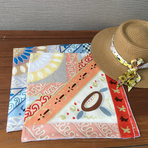 高端真丝围巾17姆米斜纹绸65*65cm双面印花同花同色中方巾