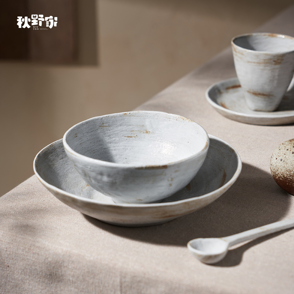 景德镇粗陶复古餐具哑光刷釉