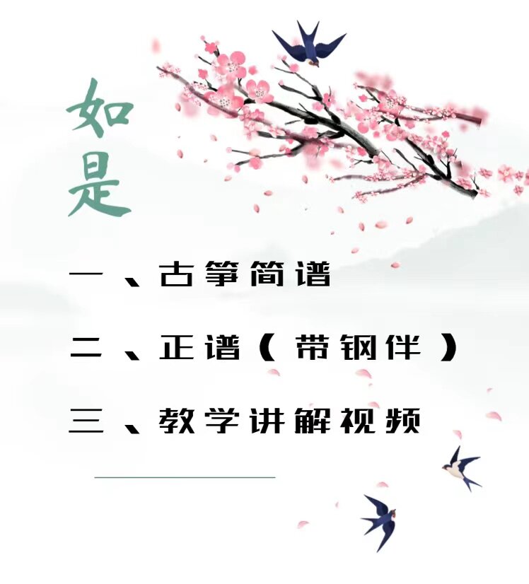 如是 古筝简谱+教学精讲视频+其它乐器配件