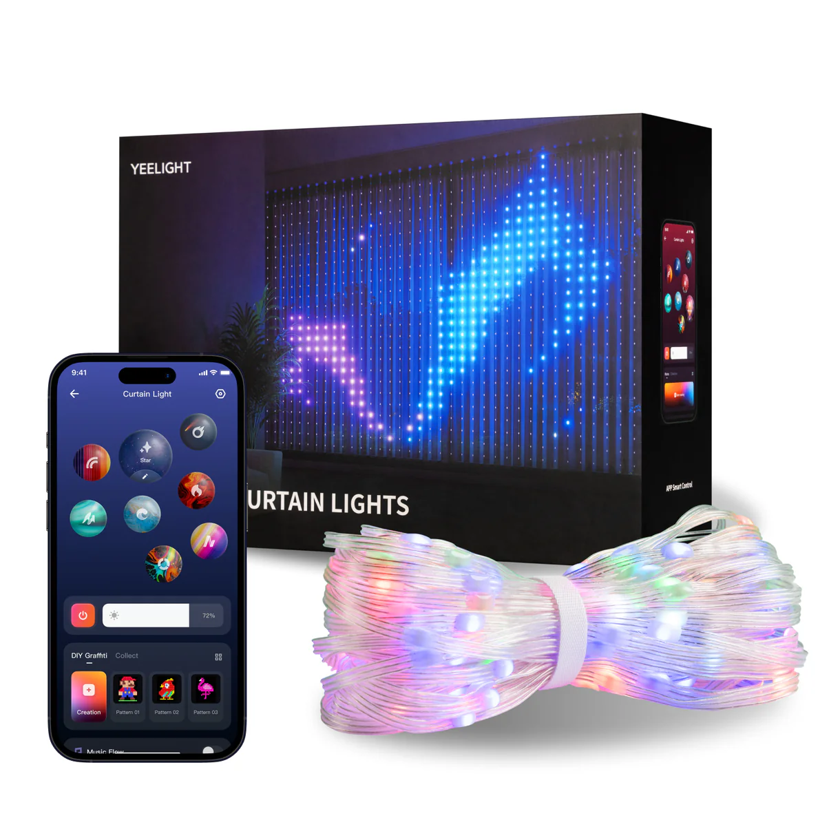 易来Yeelight智能APP控制LED窗帘灯1.5*2米100自制涂鸦20动态场景