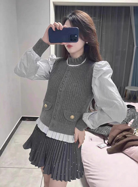 商场品质拉菲2025秋冬季简约格雷系设计感小众叠穿灰色针织马甲