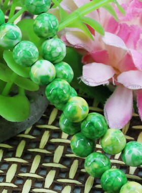 油菜花雨花石绿黄色散珠配件隔珠