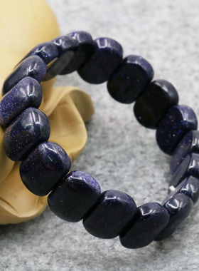 油菜花女蓝砂石天然圆角单圈手链