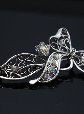 28X58mm合金银色蝴蝶叶子胸针 西服大衣配饰秋冬新款送女友礼物女