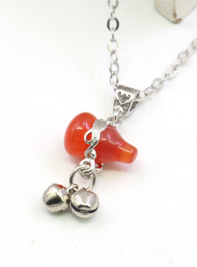 油菜花猫眼石橘色合金女葫芦项链