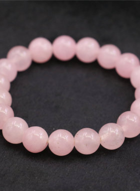 8mm圆珠粉晶玉髓手链 DIY手工串单圈弹性编织手串送女友招桃花甜
