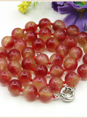红色西瓜碧玺天然玉石锁骨链