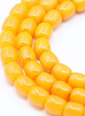 8X9mm黄色桶珠树脂仿蜜蜡散珠 DIY手工编织串珠配件项链隔片配饰