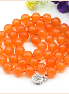桔色天然玉石礼物锁骨链