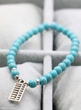 diy蓝松石小算盘吊坠饰品佛珠