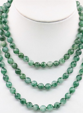 油菜花花青石玉髓圆珠女长款项链