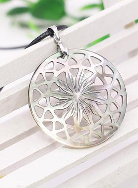 镂空项链油菜花贝壳天然女圆形