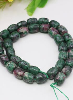 9X11mm桶珠红绿宝散珠子 DIY手工串珠天然玉石特色隔珠手链佛珠