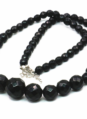 切面黑玛瑙短款天然民族风毛衣链