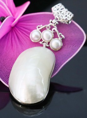 diy天然鲍鱼贝项链幻彩挂件吊坠