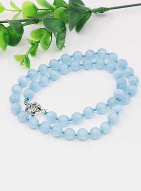 海蓝项链油菜花猫眼石天然锁骨女